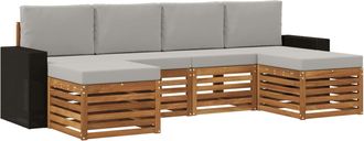 vidaXL Conjunto De Sof&aacute;s De Exterior 6 Uds. Natural Y Gris Claro Vidaxl