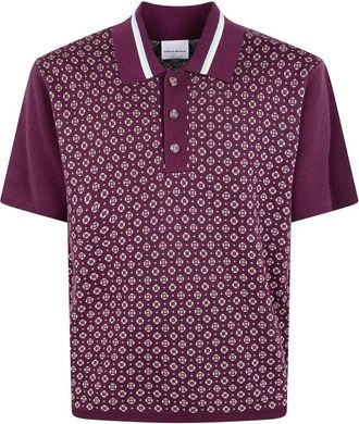 Dr&ocirc;le de Monsieur Jacquard Knit Polo - Heren - Polos - Rood - L - Katoen - Tops