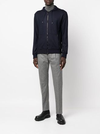 Moorer Gebreide hoodie - Blauw