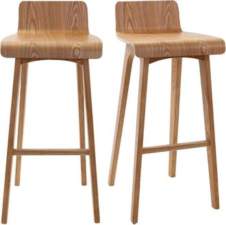 Miliboo Set De 2 Taburetes De Cocina N&oacute;rdicos De Madera Clara 75 Cm Baltik