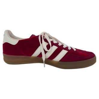 Gucci Pre-owned Womens Adidas x Gazelle Sneakers in Burgundy Suede - Ecru Resin - Size UK 7