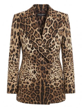 Dolce & Gabbana Leopard-Print Double-Breasted Blazer