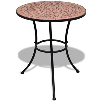 Berkfield Home Bistro Table Terracotta 60 cm Mosaic in Brown