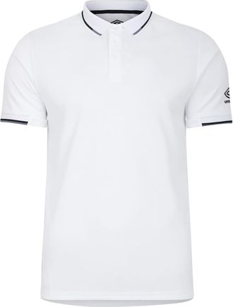 Umbro Heren Geribd manchet Poloshirt (Wit)