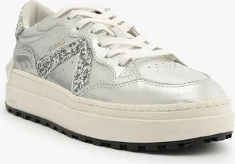 Schutz Womens Schutz ST-Bold Sneakers Silver Leather Platform Shoes GAL1941