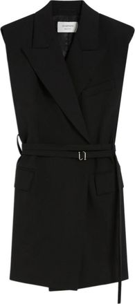 Sportmax Zwarte Wollen Blazer met Metalen Gesp - Dames - Gillet - Zwart - XS - Wol - Kostuums