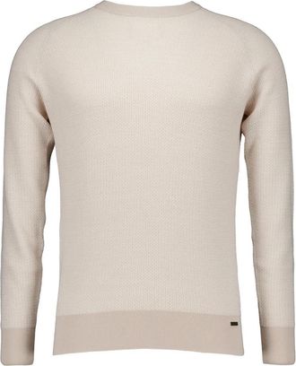 Gentiluomo Round Neck Ls - Heren - Ronde hals truien - Beige - L - Katoen - Truien & Vesten