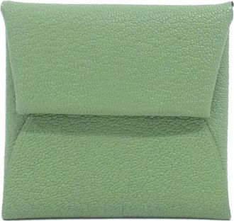 Herm&egrave;s Bastia Camel Vert Chevre Leather Coin Purse/Coin Case (Pre-Owned)
