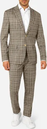 OppoSuits Daily Slim Fit Tan Glen Check Stretch Suit at Nordstrom, Size 42 Regular