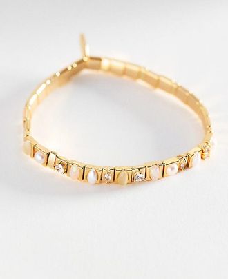 Anthropologie Colorful Beaded Chicklet Stretch Bracelet