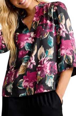 Tommy Bahama Jeweled Blooms Silk Top in Black at Nordstrom, Size X-Small