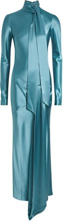 Galvan Emilie Scarf-effect Satin Maxi Dress - Blue - 42 (UK14 / L)