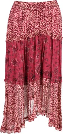 BA&SH Ba & Sh Gapi Tiered Midi Skirt in Red Linen
