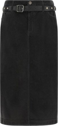 Pinko Pinko, Rokken, Dames, Zwart, S, Katoen, Rechte Corduroy Midirok