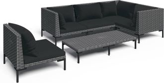 vidaXL Sof&aacute;s De Jard&iacute;n 6 Piezas Y Cojines Rat&aacute;n Sint&eacute;tico Gris Oscuro Vidaxl
