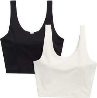 Yogalicious Lux Everyday Cloud Support Tank Set in Sugar Swizzle/Black at Nordstrom Rack, Size Small