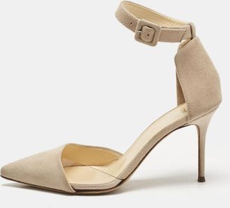 Giuseppe Zanotti Beige Suede And Pvc Dorsay Pumps