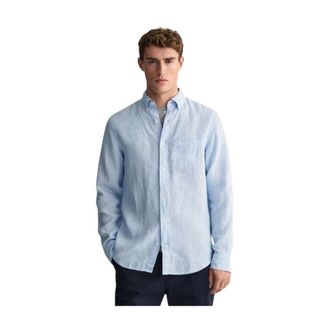 GANT Casual Linnen Overhemd - Heren - Casual Overhemden - Blauw - XL - Linnen - Overhemden