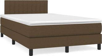 vidaXL Vidaxl - Cama Box Spring Con Colch&oacute;n Y Led Tela Marr&oacute;n Oscuro 120x190 Cm