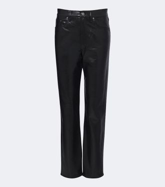 A Gold E Pantaloni regular Lana in misto pelle