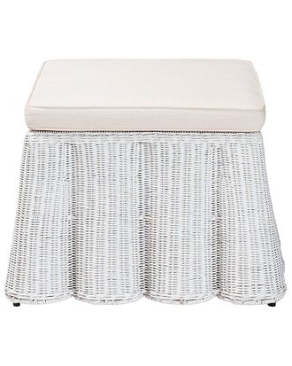 Baxton Studio Palm Bohemian Scallop Rattan Ottoman