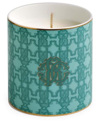 Roberto Cavalli Turquoise Monogram scented candle (270g) - unisex - Wax/Porcelain - One Size - Blue