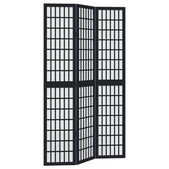 Berkfield Home Room Divider 3 Panels Black Solid Wood Paulownia