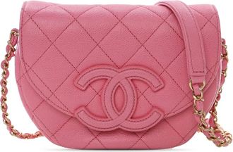 Chanel 2021-2025 Mini Quilted Caviar CC Messenger Flap crossbody bag - Pink