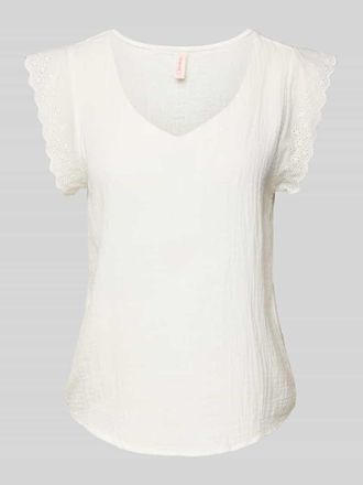 Only Comfort Fit Kurzarmbluse aus reiner Baumwolle Modell THYRA in Offwhite, Gr&ouml;&szlig;e XS