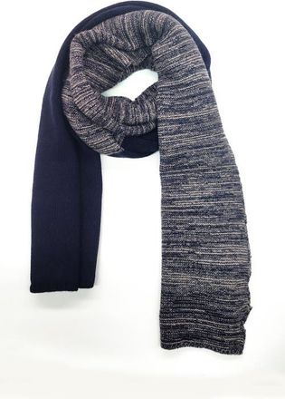 Portolano Cashmere scarf in solid and tweed pattern in Navy/brown at Nordstrom