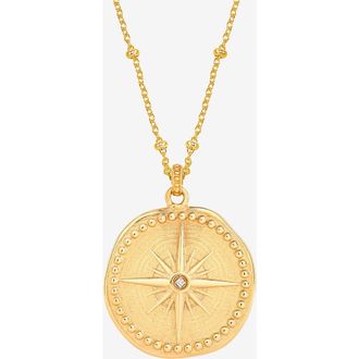 Dower & Hall Diamond True North Talisman Necklace in Yellow Gold Vermeil at Nordstrom, Size 18