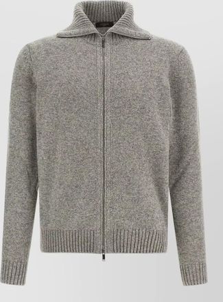 Zanone virgin wool high neck zip cardigan