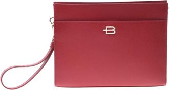 Baldinini Unisex clutch bag in red saffiano - Dames - Clutches - Rood - ONE Size - Leer - Tassen