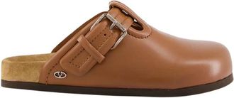 Valentino Garavani Tabak Leren Sabot met VLogo Detail - Heren - Slip ons - Bruin - 42 EU - Leer - Schoenen