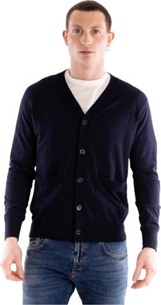Paolo Pecora Cardigan - Heren - Vesten - Blauw - M - Katoen - Truien & Vesten