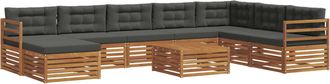 vidaXL Conjunto De Sof&aacute;s De Exterior 9 Uds. Natural Y Antracita Vidaxl