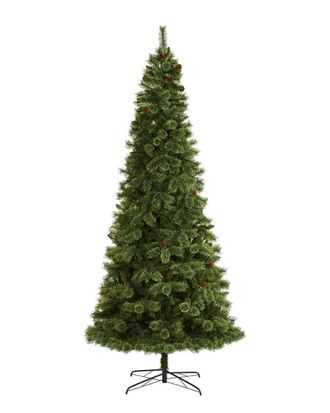 Nearly Natural 10Ft White Mountain Pine Artificial Christmas Tree With 1875 Bendable Branches