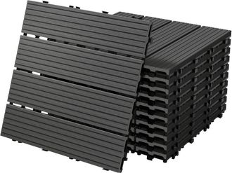 ECD Germany Ecd Germany - Baldosas De Patio Wpc De 30x30 Cm 22 Piezas Por 2m&sup2; Con Aparencia De Madera Antracita Con Sistema De Drenaje Y Instalaci&oacute;n Mediante Clic