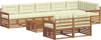 vidaXL Conjunto De Sof&aacute;s De Exterior 9 Uds. Natural Y Crema Vidaxl