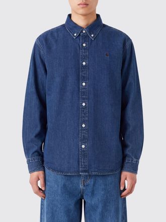 Carhartt Work in Progress Slim Fit Cotton Denim Shirt with Button-Down Collar