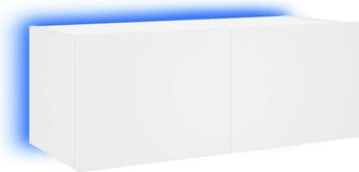 vidaXL Mueble De Tv De Pared Con Luces Led Blanco 80x35x31 Cm Vidaxl