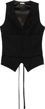 Alexander McQueen Black Solid V Neck Jacket