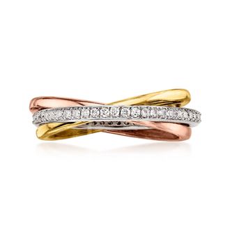Ross-Simons Lab-Grown Diamond Rolling Ring in Sterling Silver and 18kt Gold Over Sterling