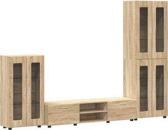 vidaXL TV Cabinet Set with Drawer with Door Sonoma Oak Engineered Wood vidaXL
