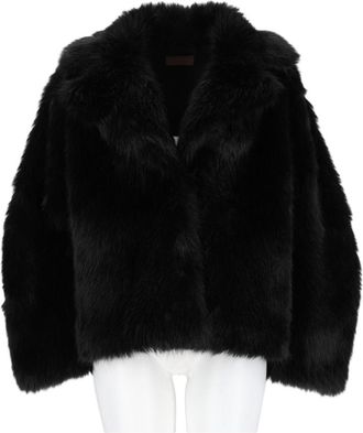 Leon & LouLou Paris Black Cropped Plush V-Neck Faux Fur Jacket