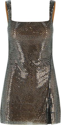 Self Portrait Selbstportr&auml;t-Kleid aus grauem Polyester mit Strasssteinen