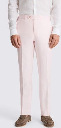 Moss Tailored Fit Pale Pink Twill Linen Trousers