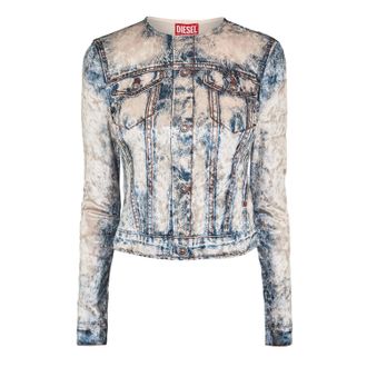 Diesel Dames/Dames Clauvet Denim Look Slim T-Shirt (Blauw Denim Verbleekt)