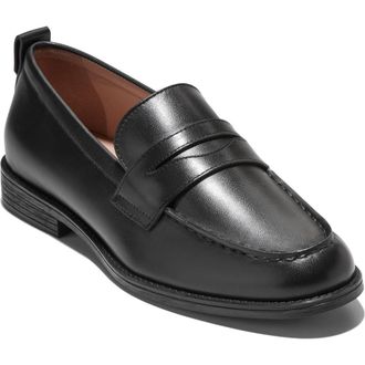 Cole Haan Stassi Leather Penny Loafer in Black Wp Leather at Nordstrom Rack, Size 9.5
