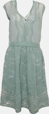 M Missoni Blue Patterned Lurex Knit Short Dress